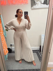 Justina Belted Pleated Jumpsuit