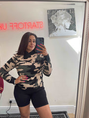 Mimi Gold button arm Camouflage Jumper