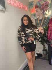 Mimi Gold button arm Camouflage Jumper