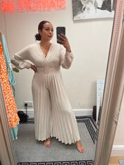 Justina Belted Pleated Jumpsuit