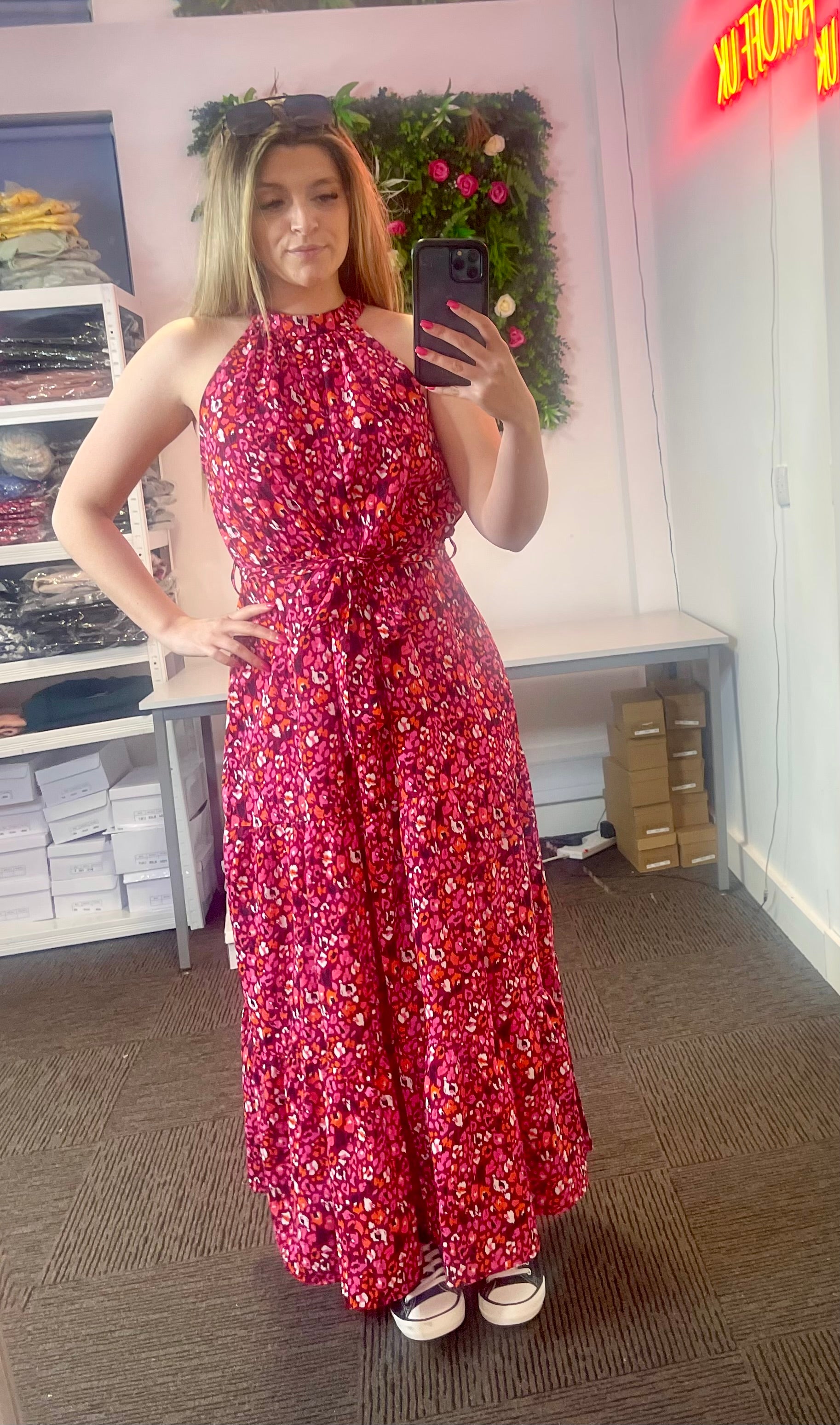 Halter Neck Women's Floral Dress