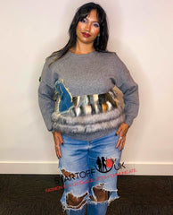 Cee Faux Fur Denim Pocket Jumper