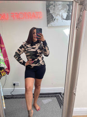 Mimi Gold button arm Camouflage Jumper