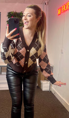 Multicolour Argyle Pattern Cardigan
