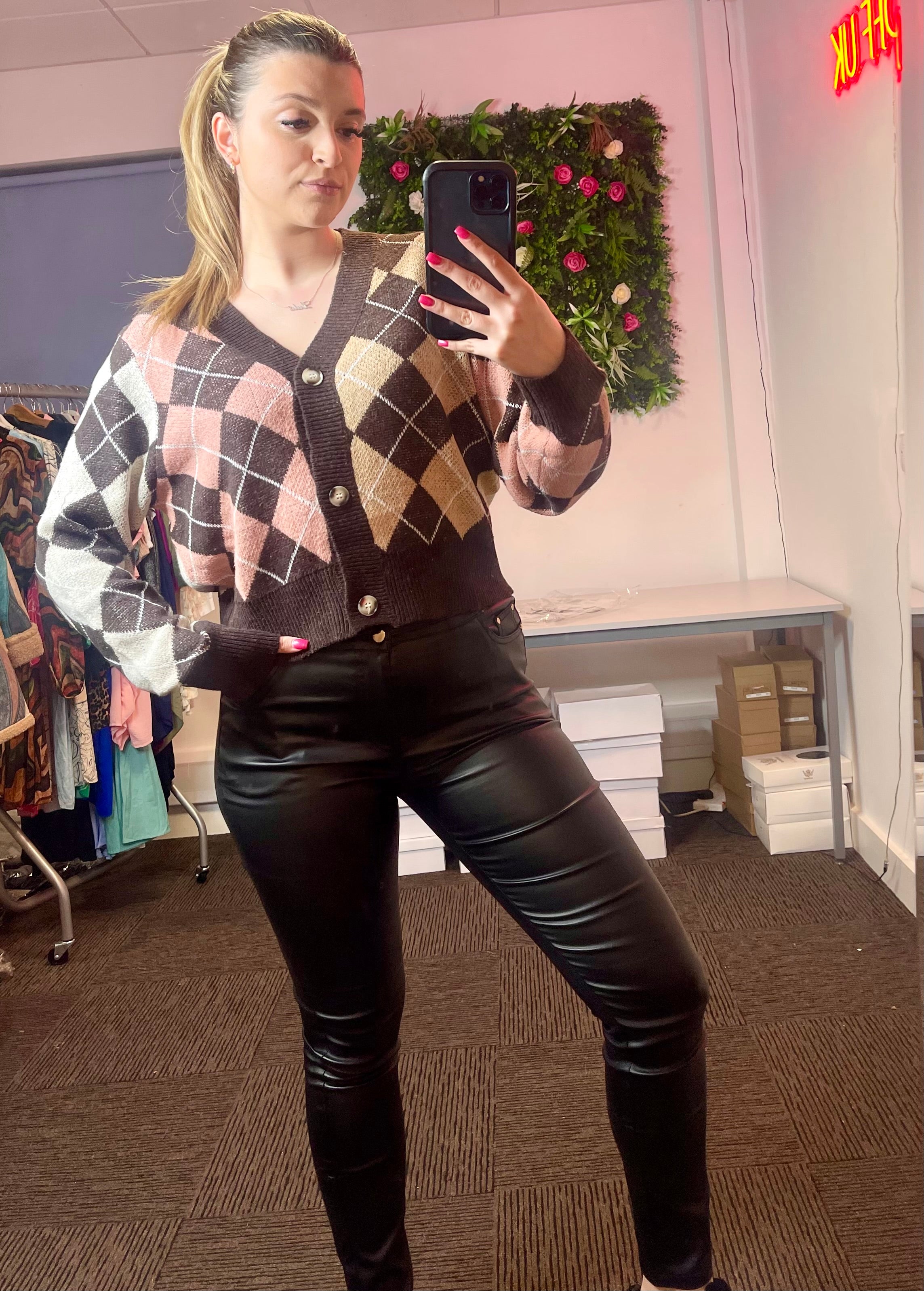 Multicolour Argyle Pattern Cardigan