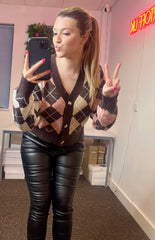 Multicolour Argyle Pattern Cardigan