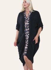 Leopard detailing plus size dress