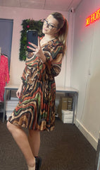 Ava Marble Pleated Skirt Mini Dress
