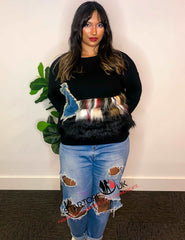 Cee Faux Fur Denim Pocket Jumper