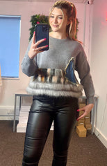 Cee Faux Fur Denim Pocket Jumper