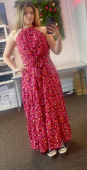 Halter Neck Women's Floral Dress