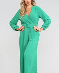 Justina Belted Pleated Jumpsuit