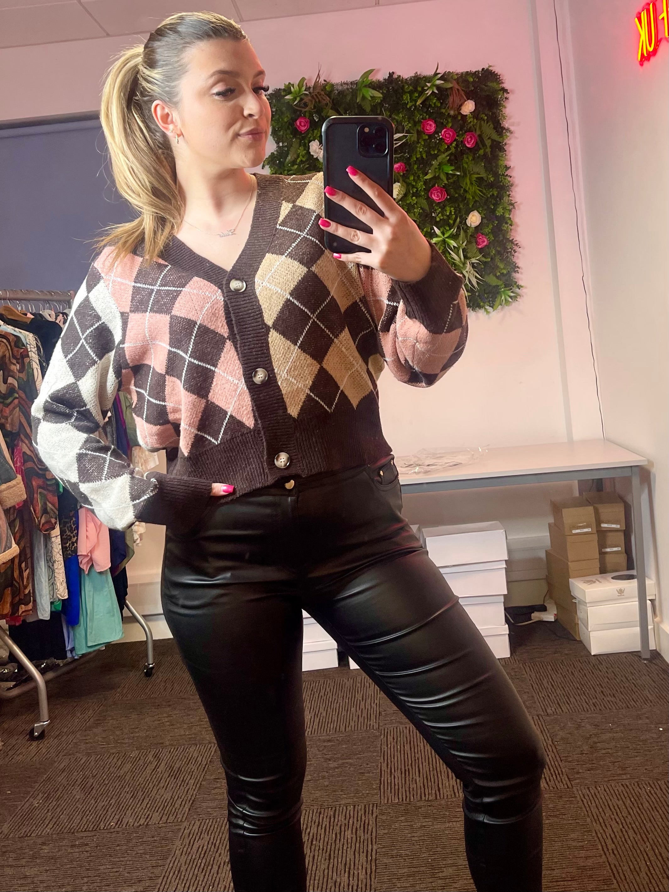 Multicolour Argyle Pattern Cardigan