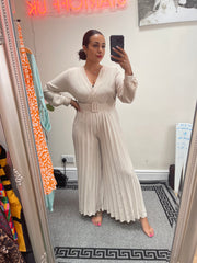 Justina Belted Pleated Jumpsuit