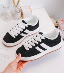 Women's Black Lace UP Trainers