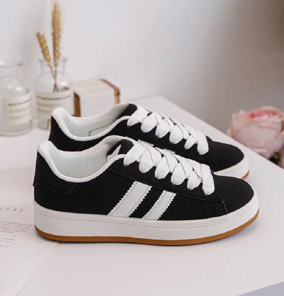 Women's Black Lace UP Trainers
