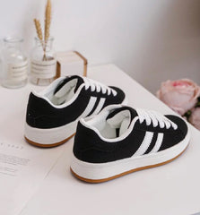 Women's Black Lace UP Trainers
