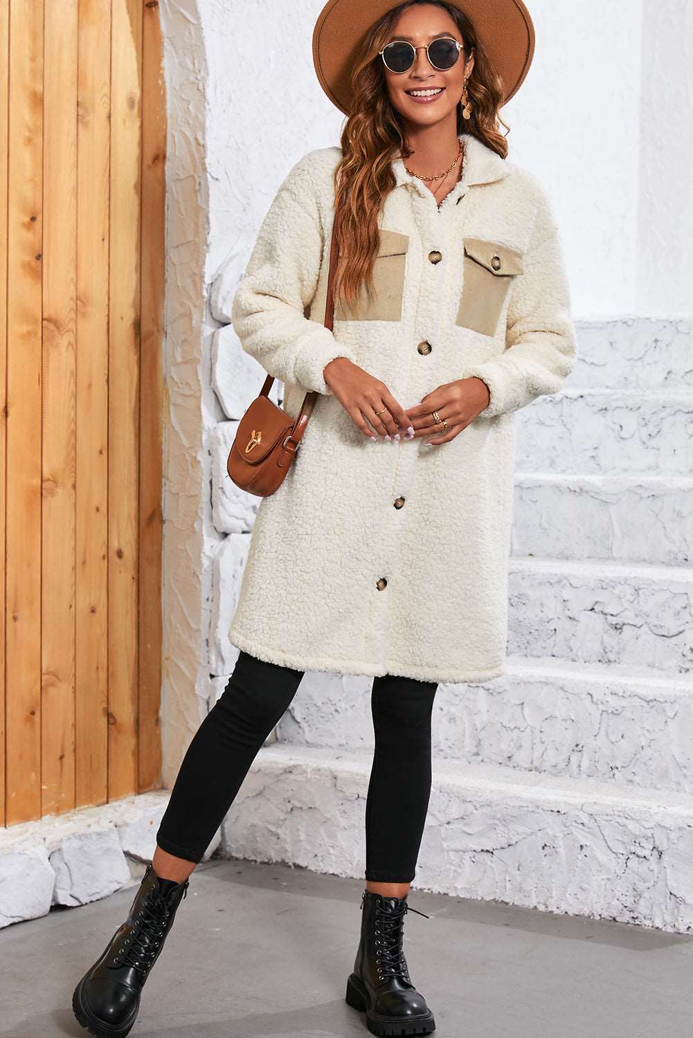 Tia Single Breated Teddy Coat