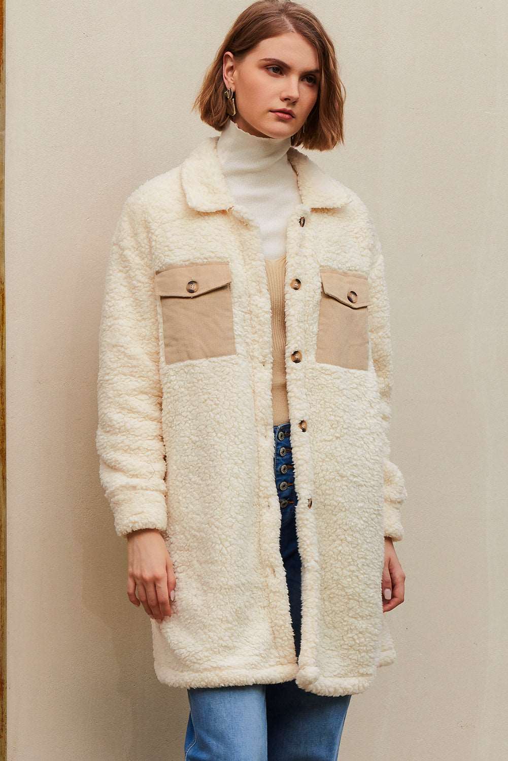 Tia Single Breated Teddy Coat