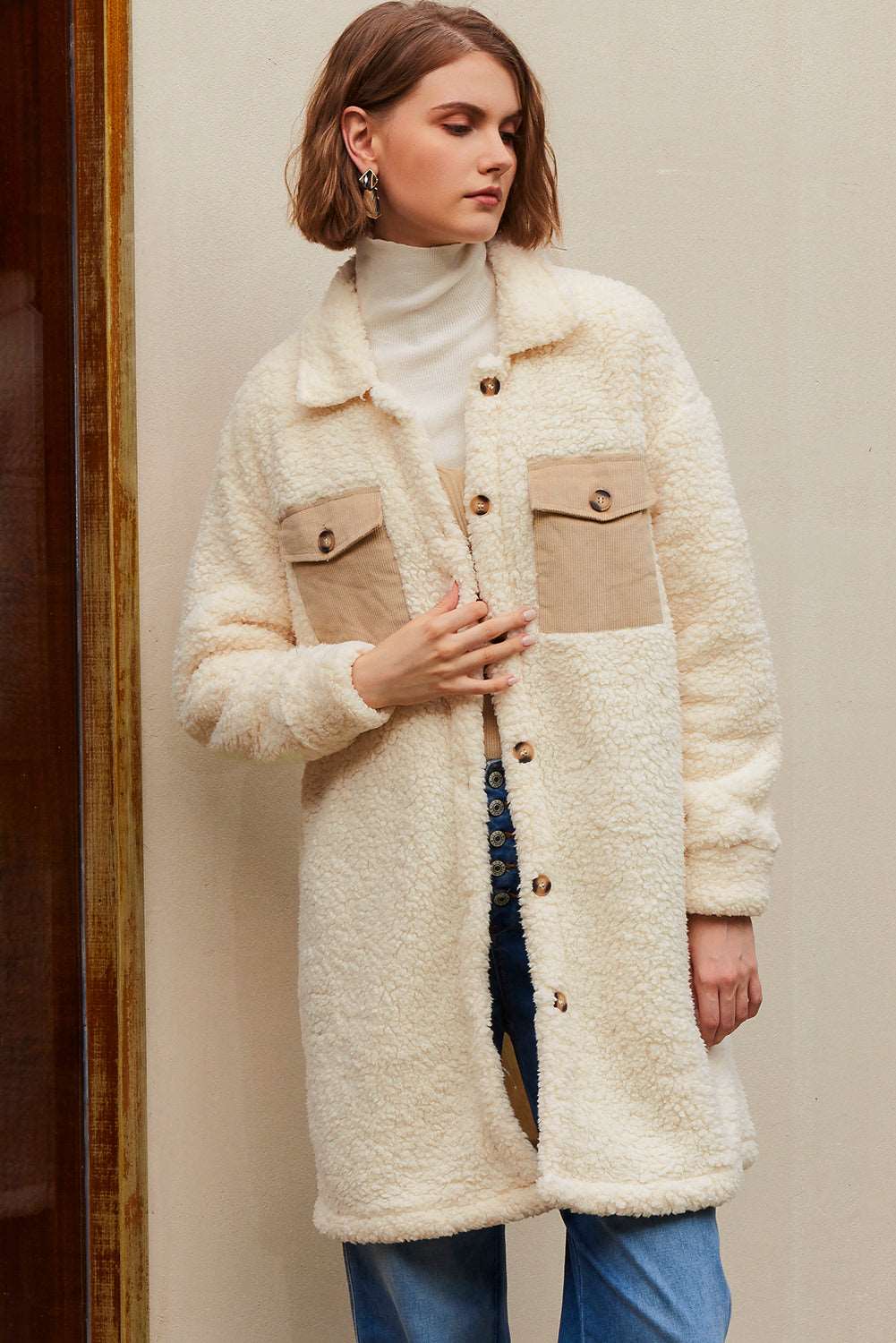 Tia Single Breated Teddy Coat