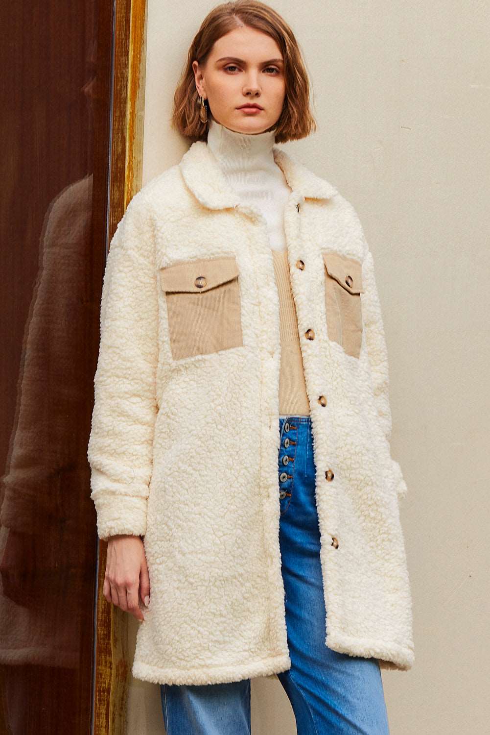 Tia Single Breated Teddy Coat