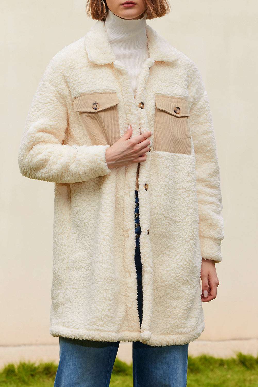 Tia Single Breated Teddy Coat