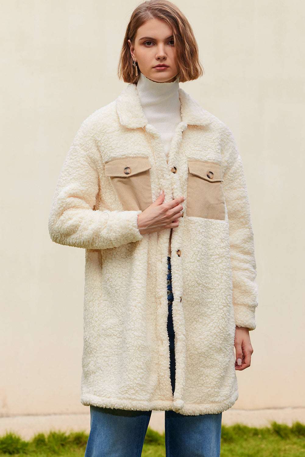 Tia Single Breated Teddy Coat