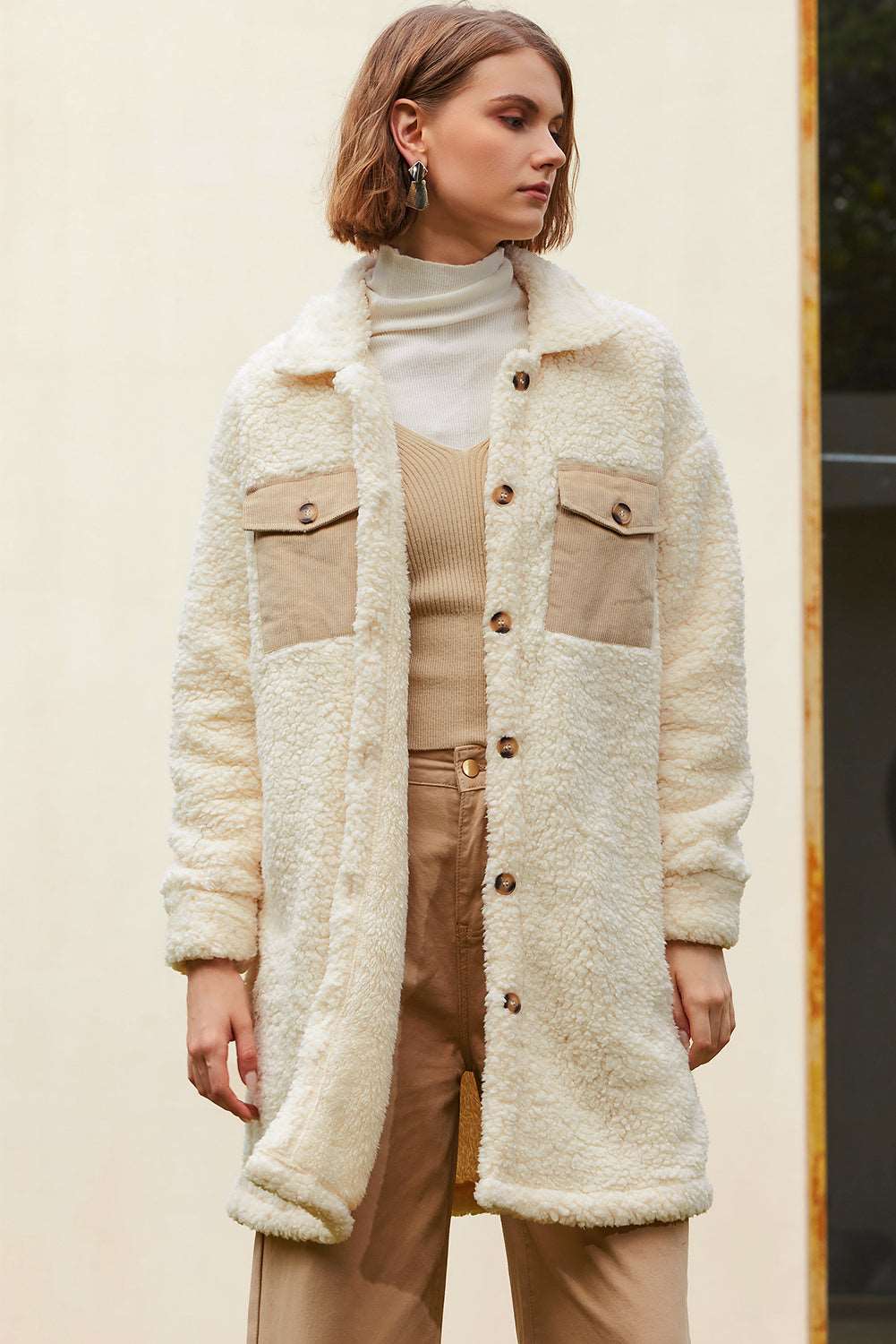 Tia Single Breated Teddy Coat