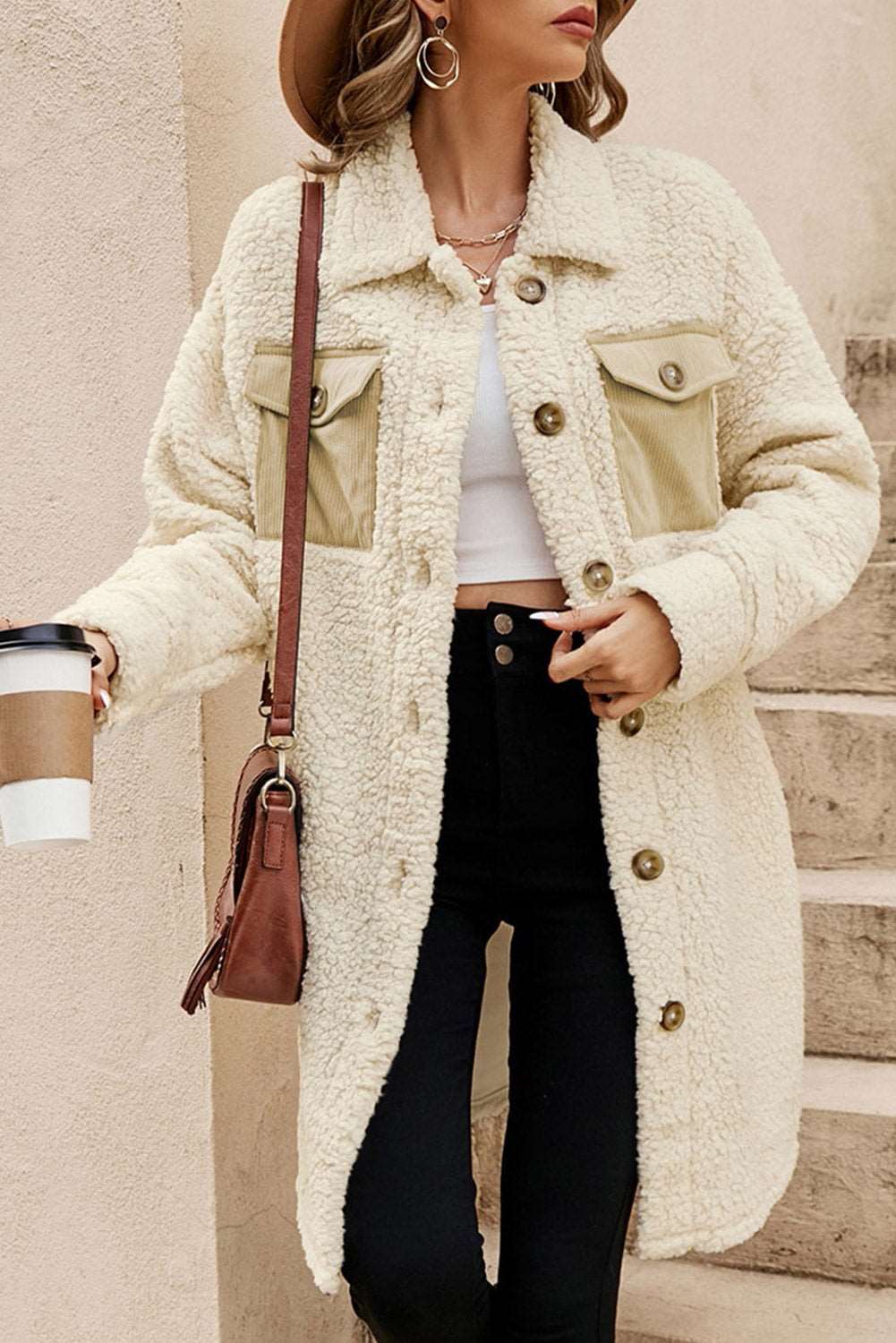 Tia Single Breated Teddy Coat
