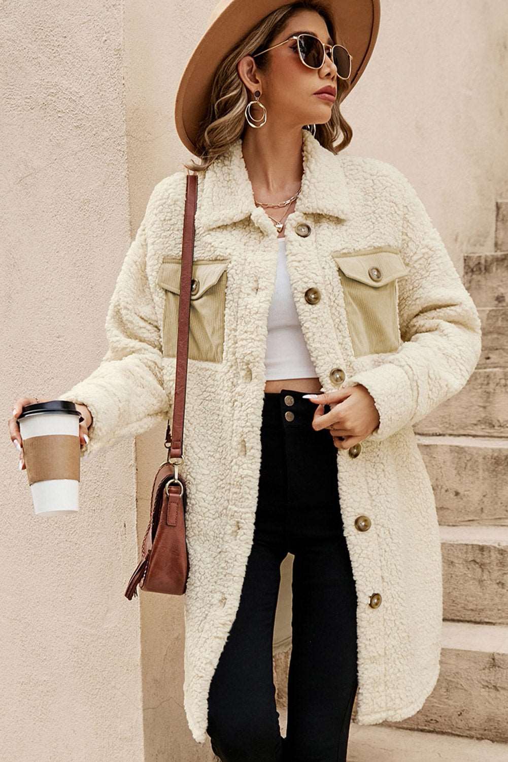 Tia Single Breated Teddy Coat