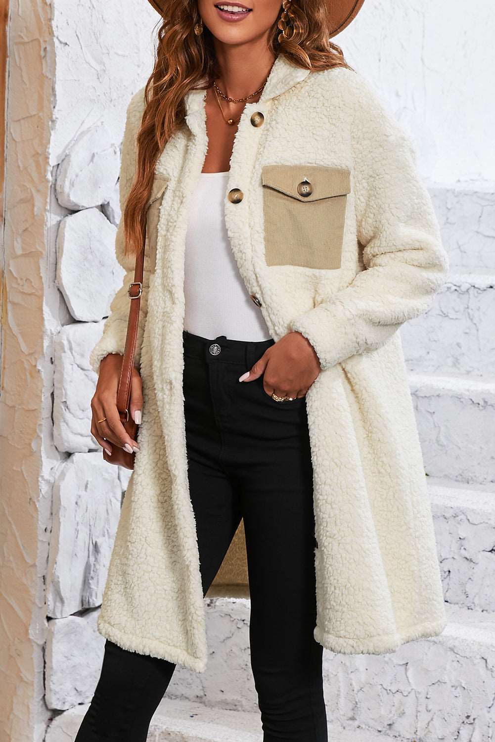Tia Single Breated Teddy Coat