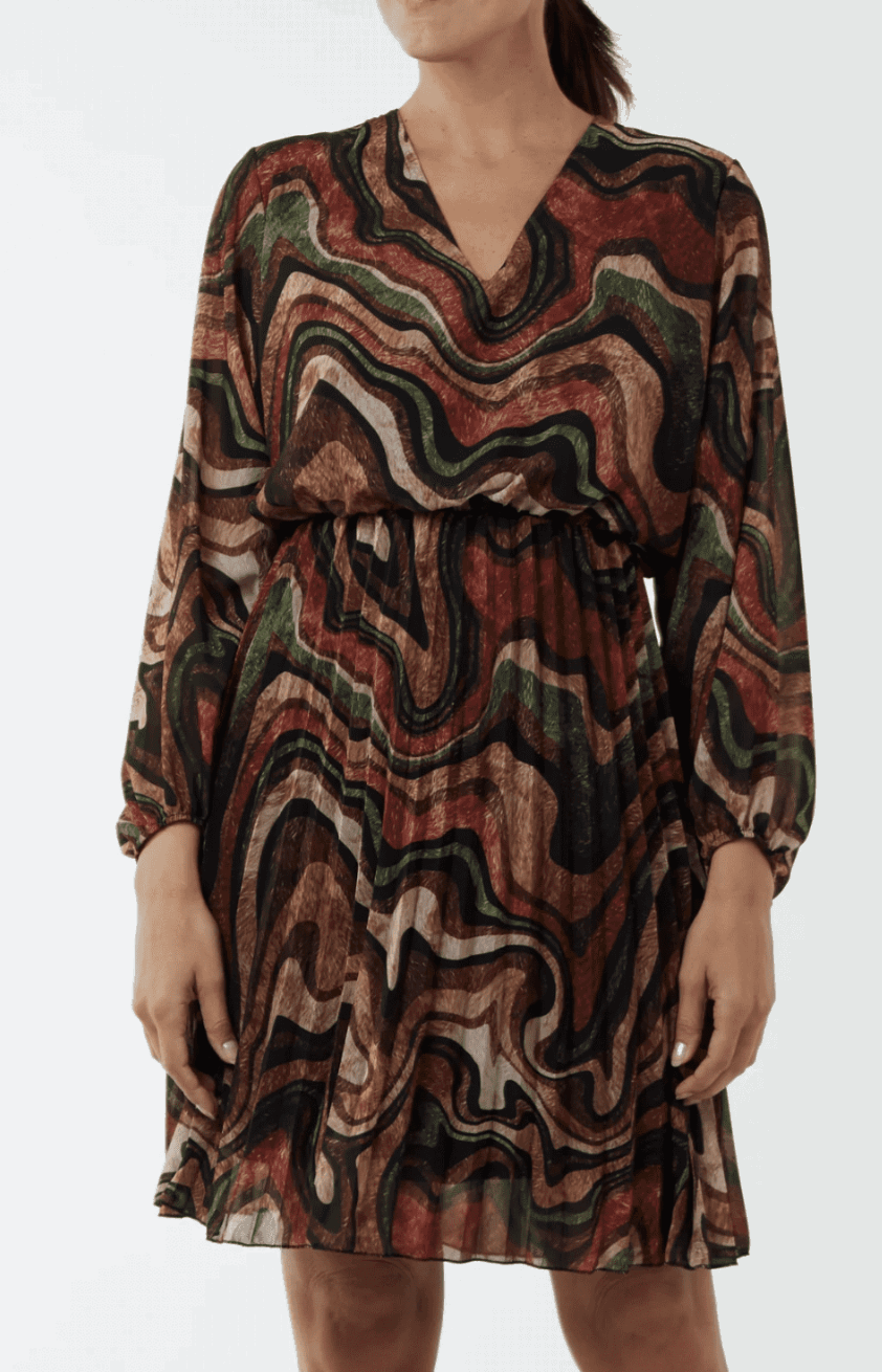 Ava Marble Pleated Skirt