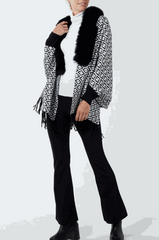 Letters Faux Fur Lined Monogram Poncho - Startoff UK Boutique