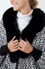 Letters Faux Fur Lined Monogram Poncho - Startoff UK Boutique