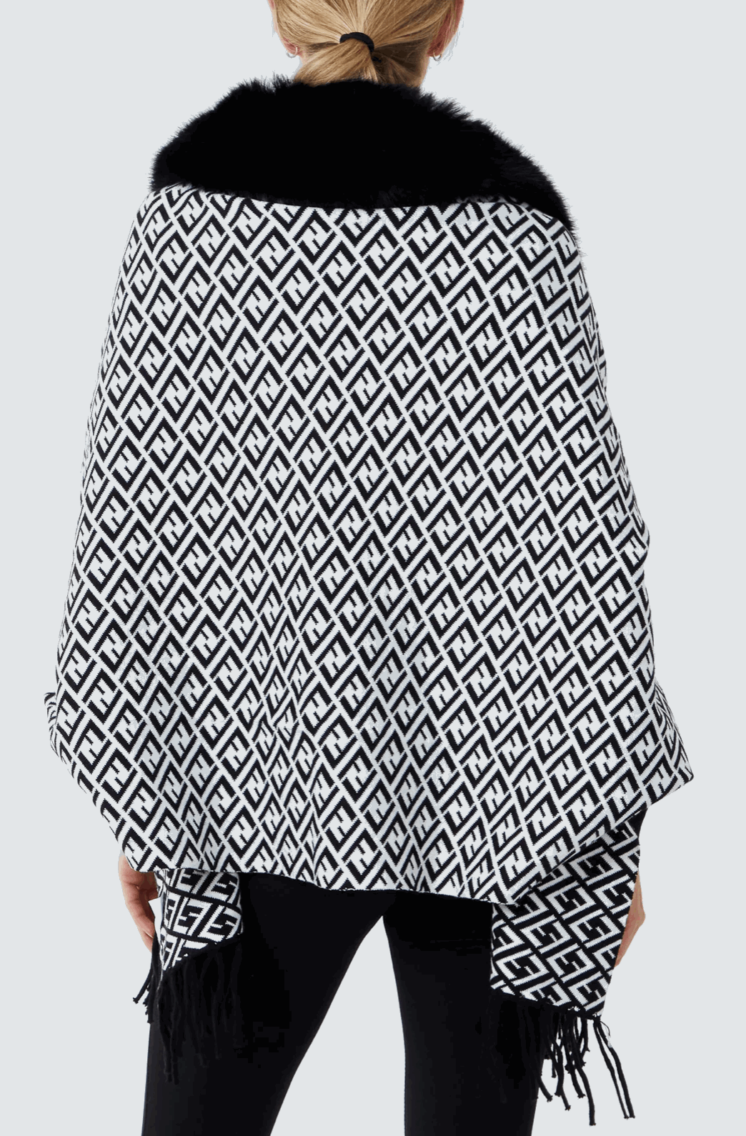 Letters Faux Fur Lined Monogram Poncho - Startoff UK Boutique