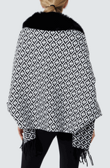 Letters Faux Fur Lined Monogram Poncho - Startoff UK Boutique