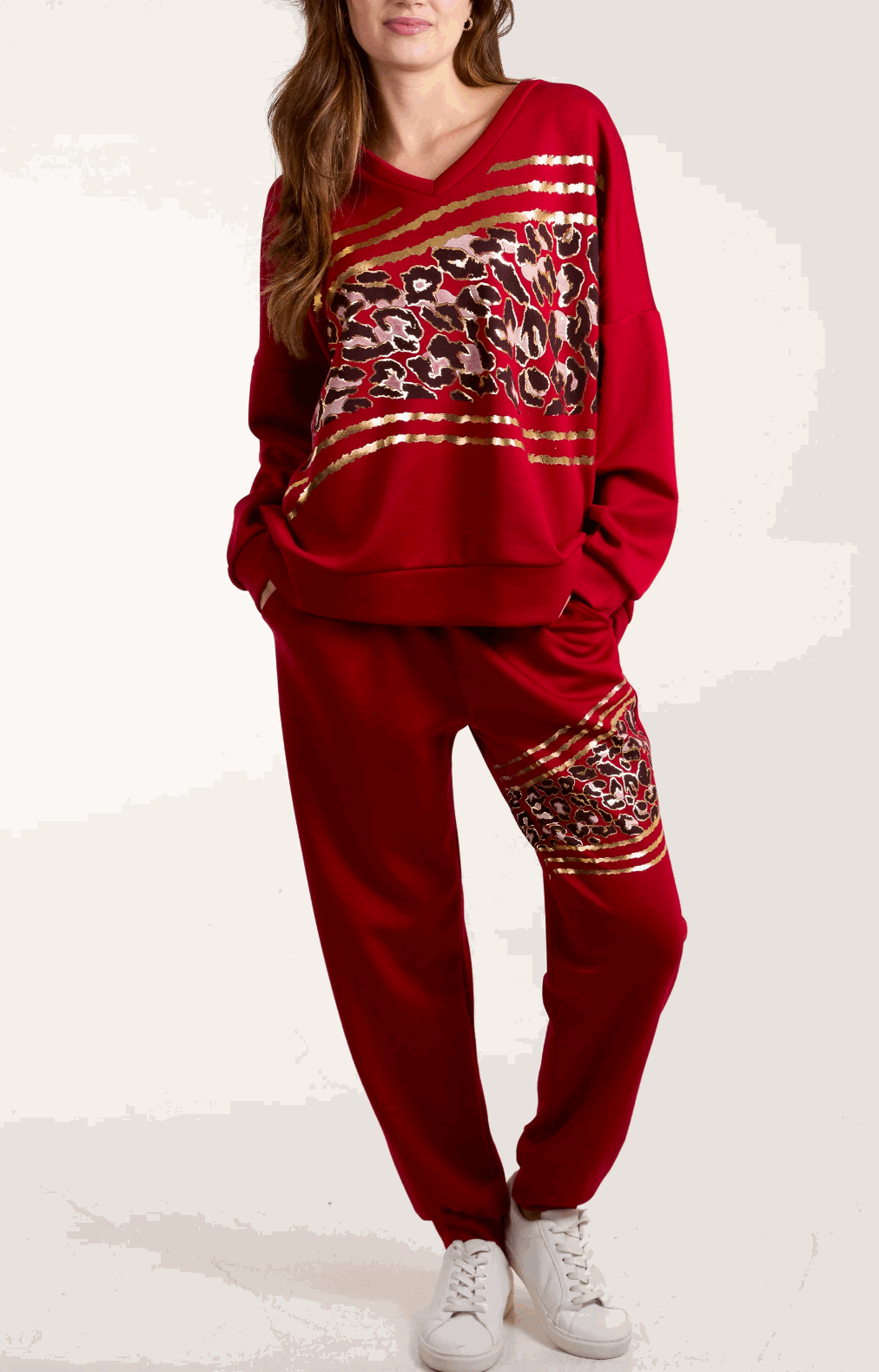 Leopard Mix Sweat Top and Trousers Set - Startoff UK Boutique