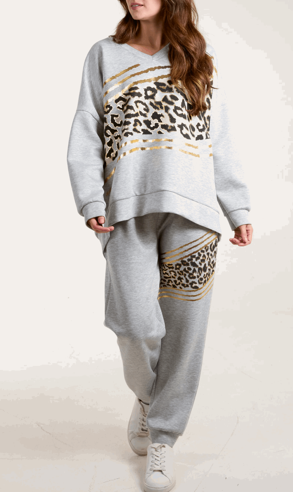 Leopard Mix Sweat Top and Trousers Set - Startoff UK Boutique