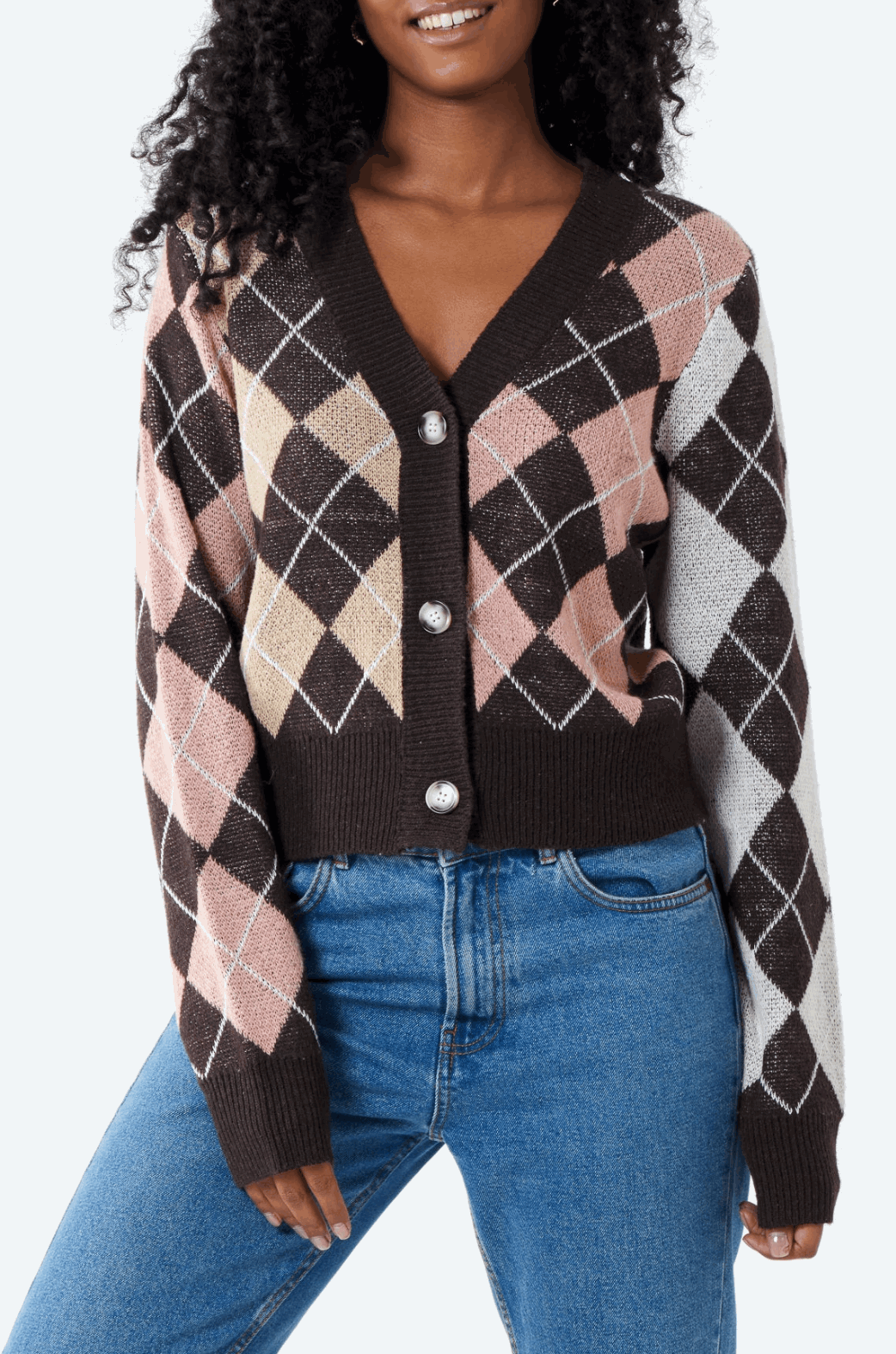 Multicolour Argyle Pattern Cardigan - Startoff UK Boutique