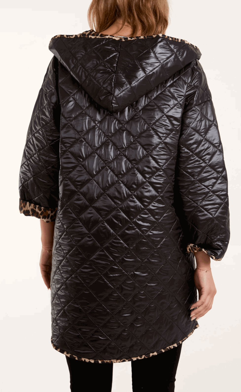 Toggle Quilted Leopard Lining Hooded Coat - Startoff UK Boutique