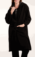 Zip Up Tie Waist Hooded Coat - Startoff UK Boutique