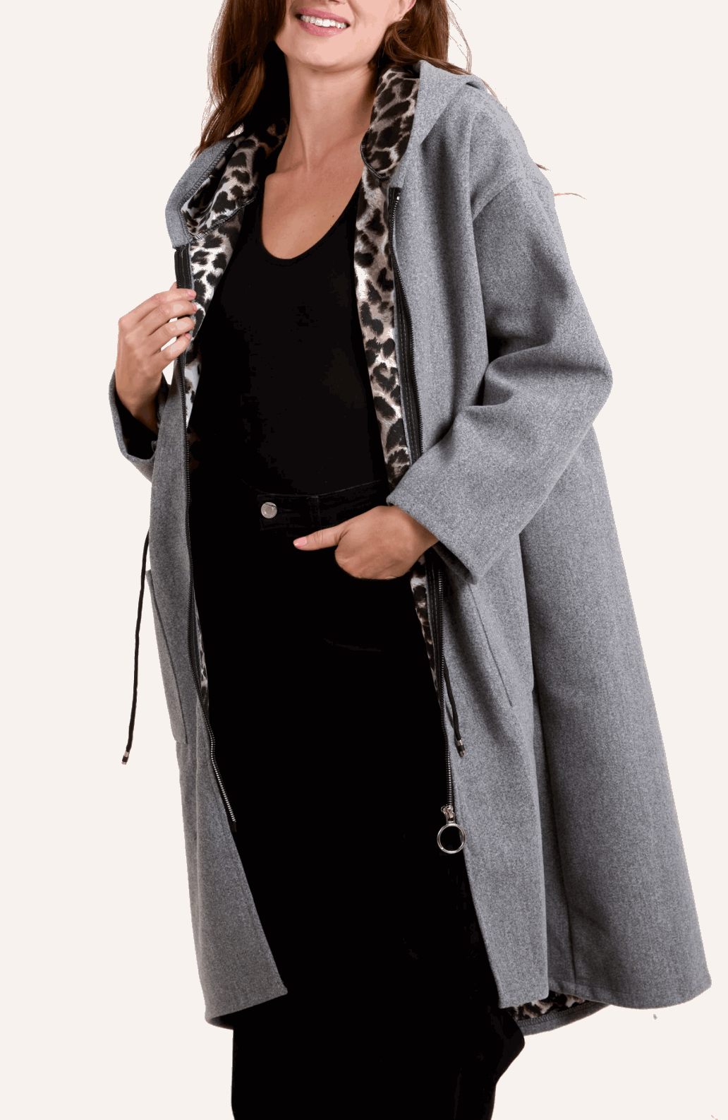Zip Up Tie Waist Hooded Coat - Startoff UK Boutique
