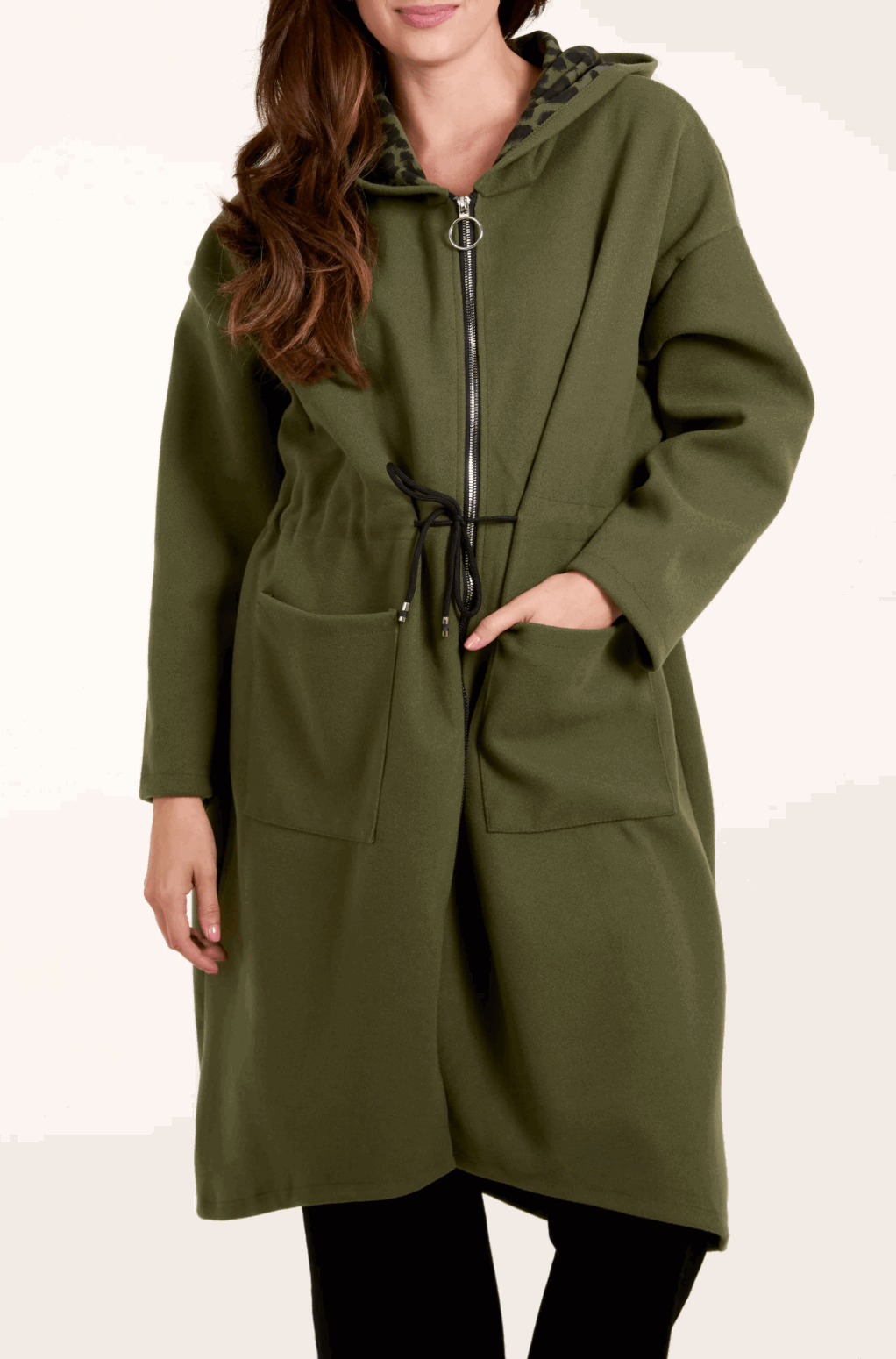 Zip Up Tie Waist Hooded Coat - Startoff UK Boutique