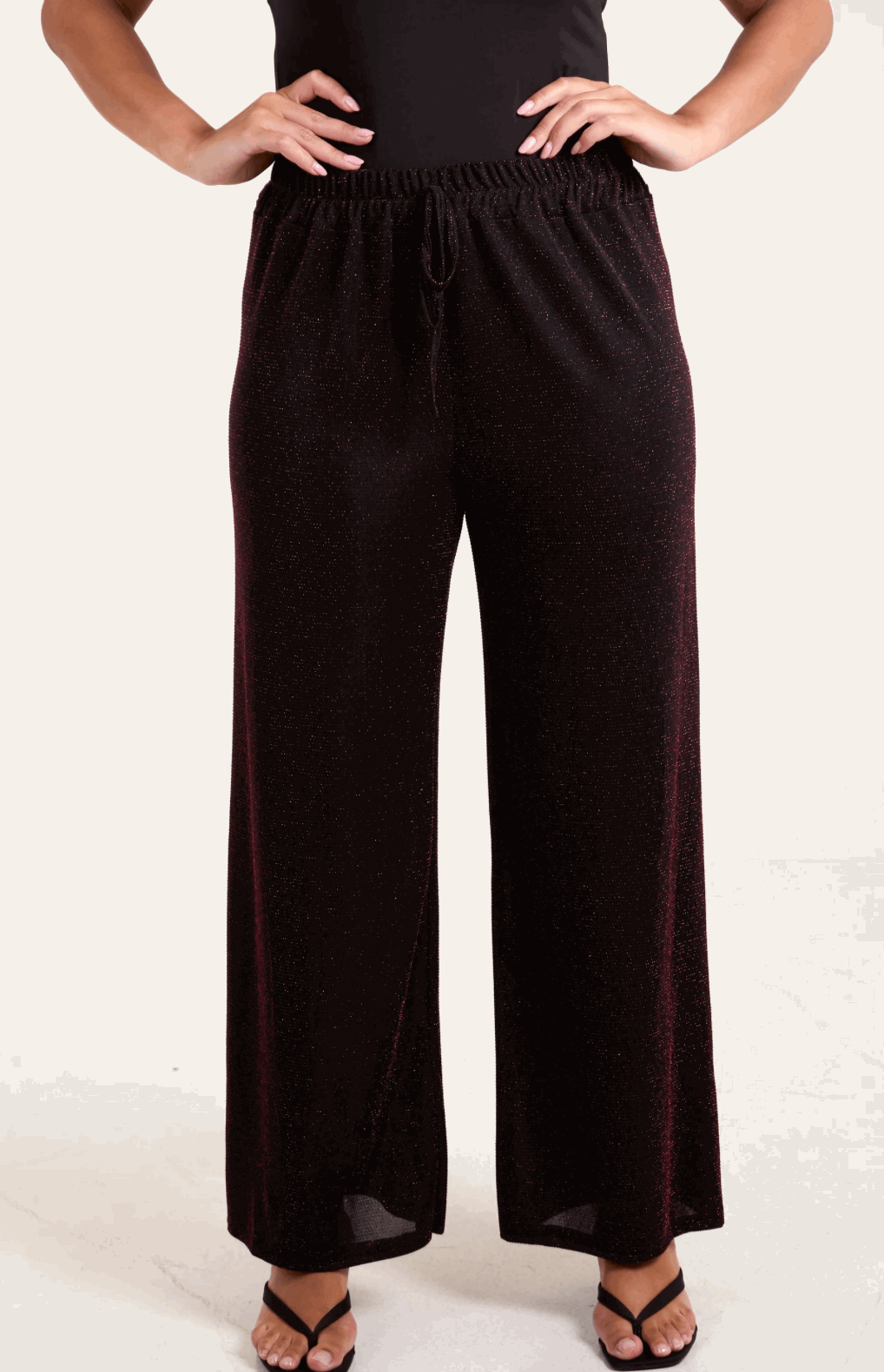 Shimmer Wide Leg Drawstring Trousers