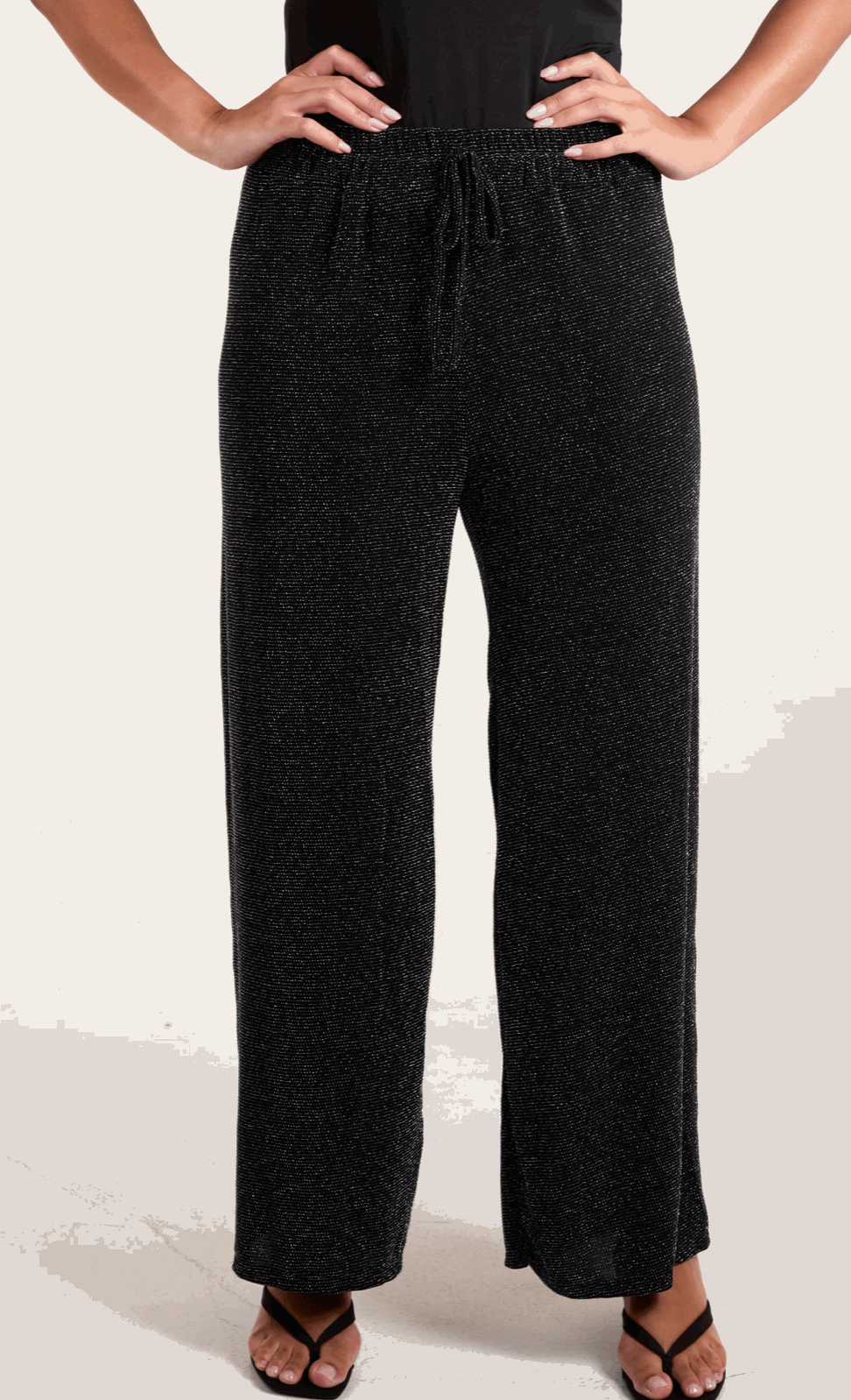 Shimmer Wide Leg Drawstring Trousers