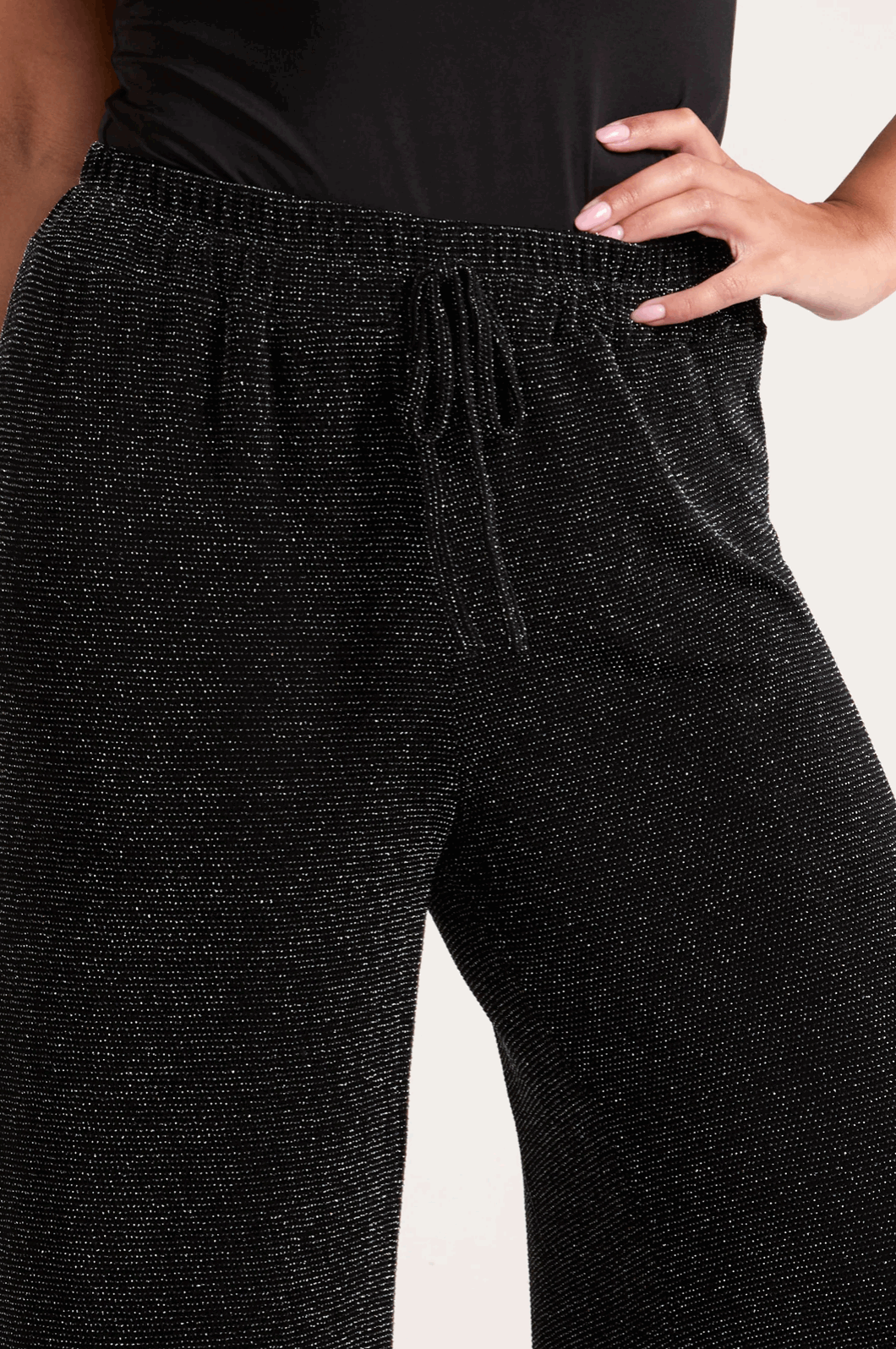 Shimmer Wide Leg Drawstring Trousers
