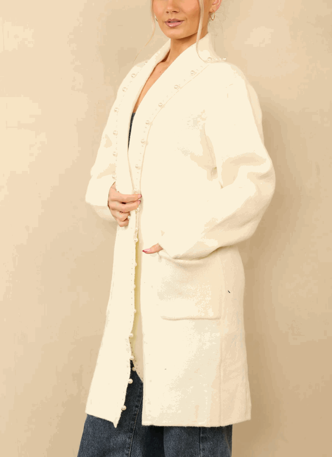 Tracey Pearl Detail Pocket Cardigan