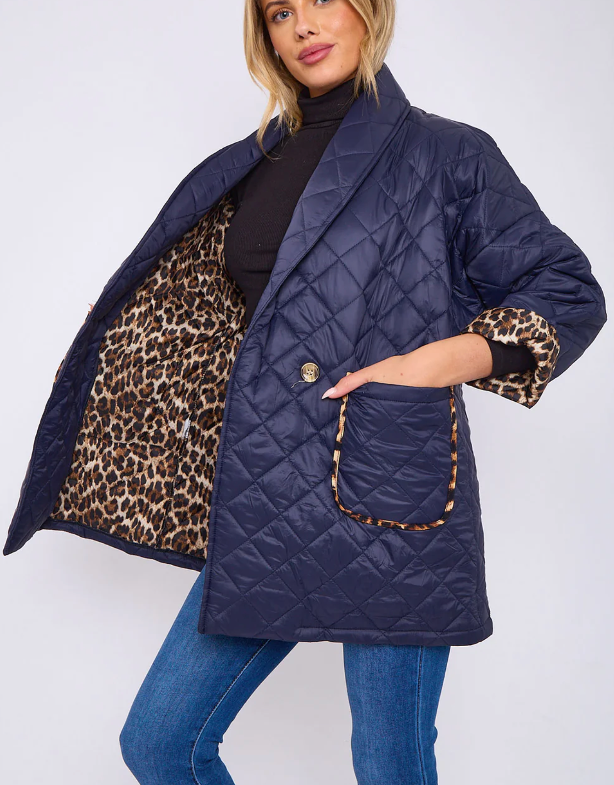 Helen Leopard Lined Quilted Jacket