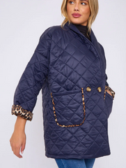 Helen Leopard Lined Quilted Jacket