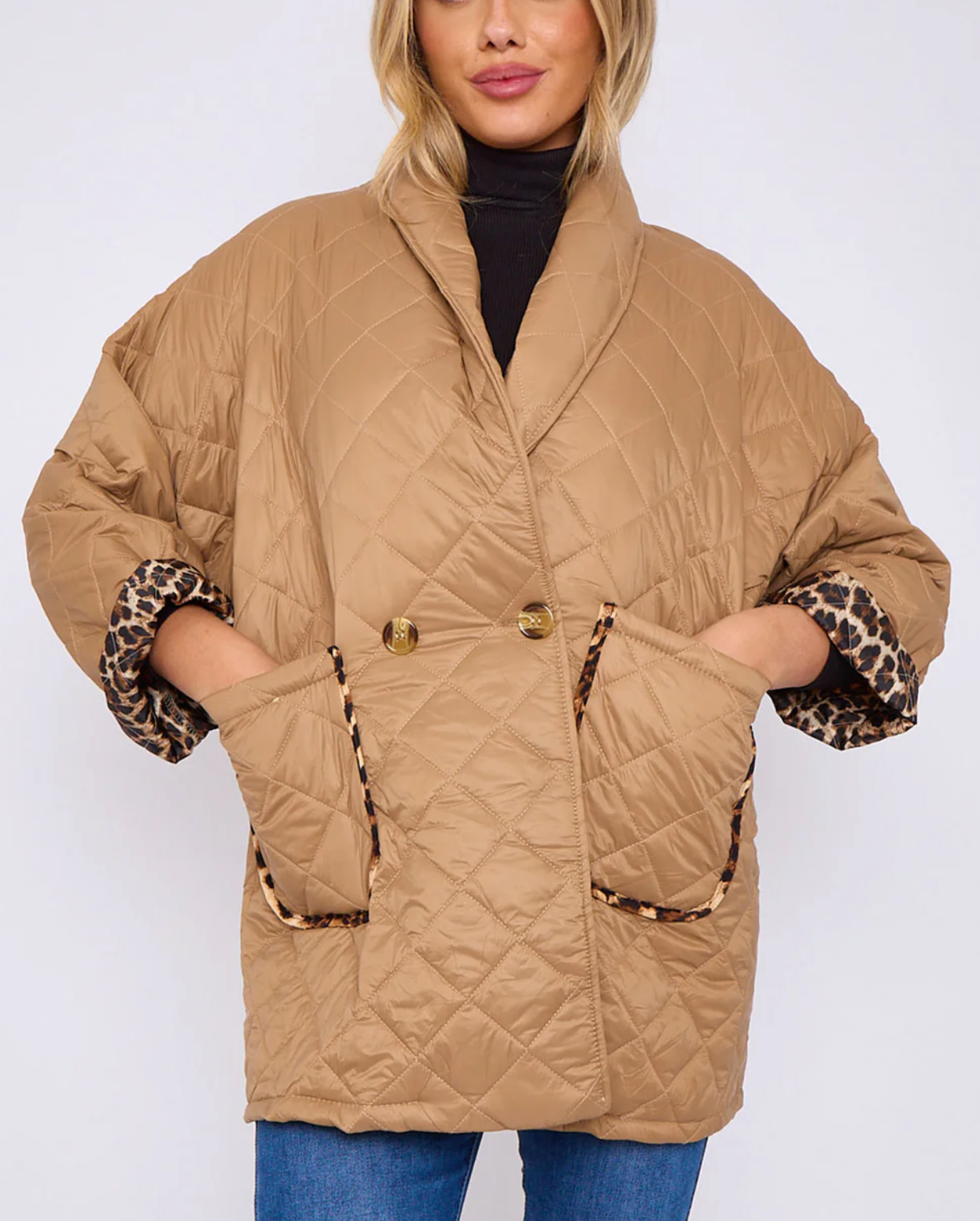 Helen Leopard Lined Quilted Jacket